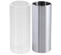 NOLITOY 2pcs Medium Bottleneck Slide Glass and Stainless Steel Guitar Slide with Smooth Gliding Surface Accentuatting Middle Harmonics for Guitar Bass Players