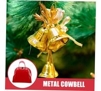 NOLITOY 2pcs Metal Square Cowbells with Handle Rust Resistant Livestock Hanging Pendants Crisp Sound Noise Makers for Football Games Sports Events Farm Decor