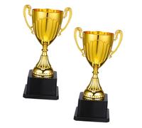 NOLITOY 2pcs Mini Gold Award Trophies with Stable Black Square Base Plastic Cups for Sports Competitions Classroom Rewards Corporate Achievements Compact and Eye Catching Design