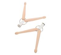 NOLITOY 2pcs Mini Wood Drumsticks Keychain Double Drumstick Key Ring Holder for Music Percussion Accessories Key Chain