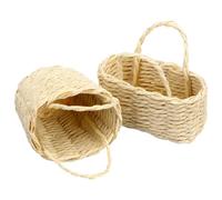 NOLITOY 2pcs Miniature Bamboo Storage Baskets with Handle, Small Decorative Dollhouse Flower Baskets for Micro Scene Photography and Mini Picnic Accessories