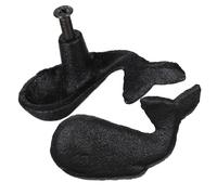NOLITOY 2pcs Ocean Theme Cast Iron Drawer Knobs Retro Black Whale Wardrobe Handles Nautical Cabinet Pulls for Kitchen Bedroom Childrens Easy to Install