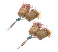 NOLITOY 2pcs Parrot Shredding Chew Toy Made of Natural Palm Leaf for Birdcage Hanging Foraging and Beak Conditioning Suitable for Parrots and Cage Birds