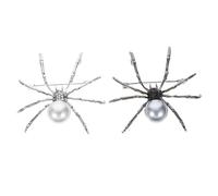 NOLITOY 2Pcs Pearl Spider Brooch Pin Halloween Costume Jewelry Alloy Lapel Pins for Women Parties Weddings Banquets Accessories