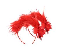 NOLITOY 2pcs Plumage Headband for Women No Pressure Quill Headdress Vintage Carnival Costume Hair Accessories Party Dance Headband Red Soft Plume