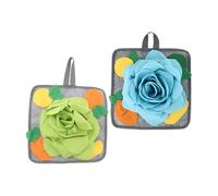NOLITOY 2Pcs Polar Fleece Sniffing Mat for Rabbits Pet Pressure Relief Slow Feeding Cushion for Anxiety Reduction and Foraging Stimulation in Green and Blue
