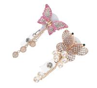 NOLITOY 2Pcs Portable Decorative Butterfly Badge Holders Retractable Rhinestone Id Clips Lightweight Multi-Function Badge Clips for Nurses Teachers Office Use
