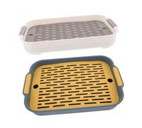 NOLITOY 2pcs Rabbit Litter Box Set for Cage, Practical and Washable Guinea Pig and Hamster Toilet Tray, Anti-tip Plastic Pet Potty in Sea Blue and Moon White for Small Animals