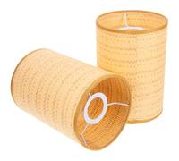 NOLITOY 2pcs Rattan Lamp Shades E27/E14 Woven Bamboo Floor and Table Lamp Covers Rustic Drum Lampshade Set for Bedroom and Hotel Use