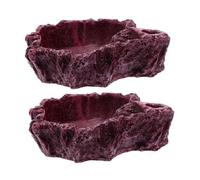 NOLITOY 2Pcs Reptile Feeding Bowl Natural Stone Shape Dish for Gecko Lizard Turtle Water and Food Safe Material for Daily Use and Cage Decoration