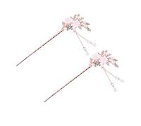NOLITOY 2pcs Retro Floral Hairpins with Tassels Vintage Ethnic Style Pearl Hair Sticks for Women