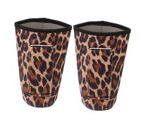 NOLITOY 2pcs Reusable Cloth Coffee Cup Sleeves with Handle Insulated Cup Covers for Hot and Cold Drinks Non-Slip Grip Leopard Print Coffee Drink Sleeves for Office Home and Outdoor Use