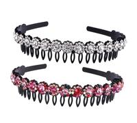 NOLITOY 2pcs Rhinestones Teeth Comb Headband Non-slip Hair Bands for Women Face Washing Makeup Party Use Comfortable Elegant Hair Accessories