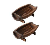NOLITOY 2pcs Rustic Half Barrel Wood Planter Rectangular Succulent Pots Decorative Plant Boxes for Indoor Outdoor Garden Wedding Floral Decor Weather Resistant
