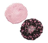 NOLITOY 2pcs Shower Cap Black Reusable Bathing Cap No Rinse Insulation Performance for Women