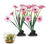 NOLITOY 2pcs Small Violet Fake Fish Tank Plant Aquarium Decor Accessory Black Base Artificial Aquatic Decoration Household Desktop Bowl Terrarium Landscape Ornament Silk Water Foliage 7.47 Inches