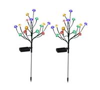 NOLITOY 2pcs Solar Garden Lights with Colorful Gradient Lotus Design Solar-Powered Stake Lamps for Outdoor Landscape Patio Courtyard Decor Energy-Saving LED Lighting