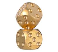NOLITOY 2Pcs Solid Brass Dice Metal Set Pub Game Entertainment Board Role Playing Tabletop Accessory Golden Stone Wash Polish Heavy Weight Small Copper Math Tool Wager Club Pocket Prop 0.59 Inches