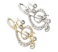 NOLITOY 2pcs Sparkling Rhinestone Music Note Brooch for Women, Alloy Treble Clef Pin with Secure Clasp, Elegant Crystal Jewelry Accessory for Bags and Coats at Recitals and Teacher
