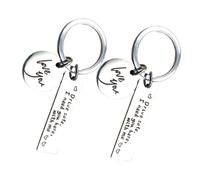 NOLITOY 2Pcs Stainless Steel Couple Keychains with Engraved Drive Safe You Are Always Here Graduation Key Rings Creative Small Key Holders for Boyfriend and Father’s Day