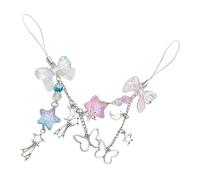 NOLITOY 2pcs Star and Bowknot Phone Charms Colorfast Mobile Pendant Chains for Women Stylish Moon and Star Cell Phone Lanyard Strap Compact Accessories