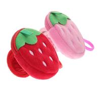 NOLITOY 2Pcs Strawberry Fruit Pattern Snap Bracelets Lightweight Plush Slap Bands for Party Favors Birthday Halloween Christmas Easter Wristbands