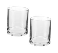 NOLITOY 2pcs Transparent Acrylic Whiskey Glasses Round Unbreakable Tumblers for Beer Cocktails Water Stackable Reusable Drinkware with Comfortable Grip Dishwasher Safe for Home Outdoor Use