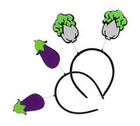 NOLITOY 2pcs Vegetable Headband for Cute Cartoon Style Party Hair Accessories Spring Photo Prop Costume Hair Hoop with Purple Eggplant and Green Cabbage Design