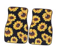 NOLITOY 2Pcs Vehicle Floor Mats with Sunflower Print Water-absorbent Auto Foot Pads for All Seasons Easy Install Car and Truck Carpet Protectors