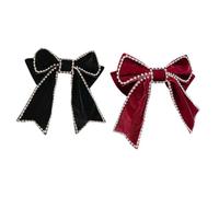 NOLITOY 2Pcs Vintage Bowknot Hairpin with Diamond Accent Delicate Fashion Hair Clips for Women Elegant Black and Wine Accessories for Daily Wear and Special Occasions