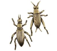 NOLITOY 2Pcs Vintage Brass Cricket Figurine Ornament Retro Desktop Decor for Home Office Study Solid Metal Craft with Smooth Surface and Delicate Details Unique Collectible Gift for