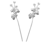 NOLITOY 2pcs Vintage Butterfly Orchid Hairpin Sticks Lightweight Brushed Texture Chinese Flower Hair Styling Pins for Hanfu Bridal Party Hairstyles Unique Elegant Accessories