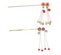 NOLITOY 2pcs Vintage Chinese Flower Hair Sticks Retro Metal Hairpins with Coin Floral Motifs Handmade Asian Hair Chopsticks for Women Hanfu Festivals Weddings