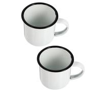 NOLITOY 2Pcs Vintage Enamel Water Cups Camping Mugs for Hot and Cold Drinks Easy to Clean Household Tea and Coffee Cups Lightweight and Stylish White Drinkware