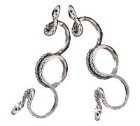 NOLITOY 2pcs Vintage Punk Snake Three Finger Ring for Men Alloy Open Band Statement Jewelry Unique Retro Design Comfortable Fit Stylish Boyfriend