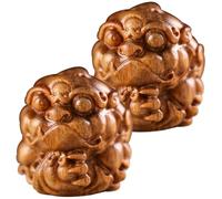 NOLITOY 2pcs Wooden Ancient Animal Charms DIY Pendant Keychains Carved Natural Wood Figurines Lightweight Decorative Hanging Ornaments with Smooth Lines