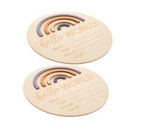 NOLITOY 2pcs Wooden Cards with Rainbow Pattern Newborn Growth Photo Props for Monthly Announcement Smooth Polished Surface Month Signs for Nursery and Keepsake