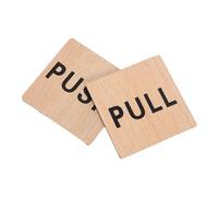 NOLITOY 2pcs Wooden Push Pull Door Signs Rustic Wood Material Clear Push Indication for Glass and Flat Surface Doors Craftsmanship Visible From Distance Easy Installation for Office and