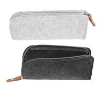NOLITOY 2pcs Zipper Felt Pencil Case Large Capacity Stationery Pouch for Students and Teens, Handheld Multi-use Pen Bag in Dark Grey and Light Grey for School and Travel