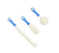 NOLITOY 3 Pcs Blue Decanter Cleaning Brush Flexible Wine Glass and Goblet Scrubbers Plastic Bottle Cleaner for Home and Restaurant Use