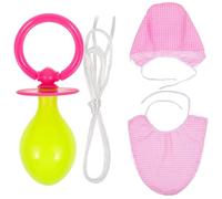 NOLITOY 3 Pcs Funny Bib Hat Set for Adults in Pink, Reusable Cloth Material, for Cosplay and Funny Party Accessories