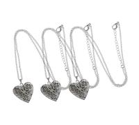 NOLITOY 3 Pcs Heart Shape Copper Oil Diffuser Pendant Necklace Hollow Luminous Container Case for Solid Essential Oils DIY Openable Perfume Holder Charm Mixed Colors for Women Gift