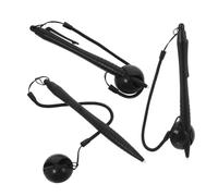 NOLITOY 3 Pcs Resistive Stylus for Touch Painting with Hard Tip, Abs Silicone Material, Spring Rope Base and Anti-loss Lanyard, Black Colour for Drawing and Studying on Tablets