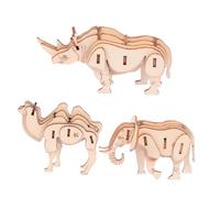 NOLITOY 3 Pcs Wooden Animal Puzzle Kit Educational DIY Simulation Craft for Boys and Enhances Logical Thinking and Concentration Skills