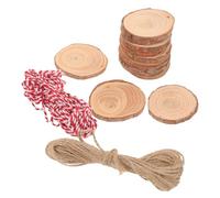 NOLITOY 30 Pcs Predrilled Natural Pine Wood Rounds with Twine Smooth Unfinished Slices for DIY Crafts Christmas Ornaments Home Decor Indoor Outdoor Wood Circles
