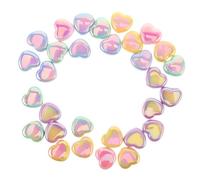 NOLITOY 30pcs Colorful Acrylic Translucent Heart Beads for Jewelry Making DIY Crafts Bright Spacer Beads for Bracelets Necklaces Phone Charms for Beginners and Experts