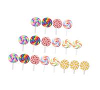 NOLITOY 35pcs Colorful Clay Lollipop Decorations Rainbow Swirl Miniature Candy Embellishments for Crafting House Scenes and Phone Case Accessories