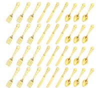 NOLITOY 36pcs Mini Cutlery and Fork Model Accessories for Dollhouse Alloy Dinnerware Model Set Mini Tableware for Play Kitchen Accessories Dollhouse Furniture Set