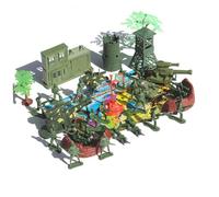 NOLITOY 37pcs Military Model DIY Simulation Scene with Soldiers Tanks Aircraft Flags for Imaginative Army Play and Educational Pretend Games