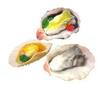NOLITOY 3pcs Artificial Seafood Models Realistic Simulated Oyster Scallop Decorations for Boys and Girls Play Desktop Food Decor and Photography Props